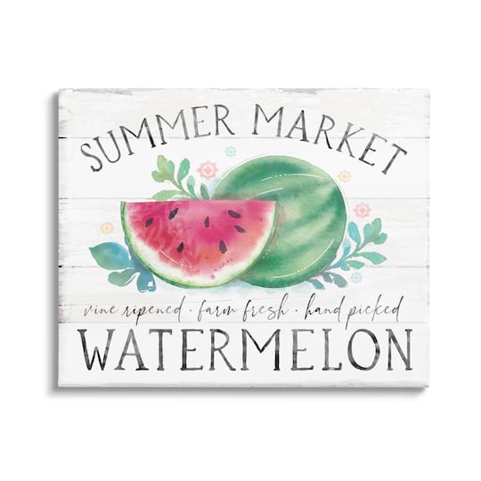 Stupell Industries Summer Market Watermelon Farm Country Grain Pattern Canvas Wall Art
